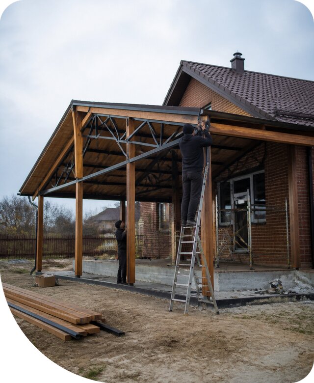 Пристройка навеса к дому и участку в Кузнецке под ключ